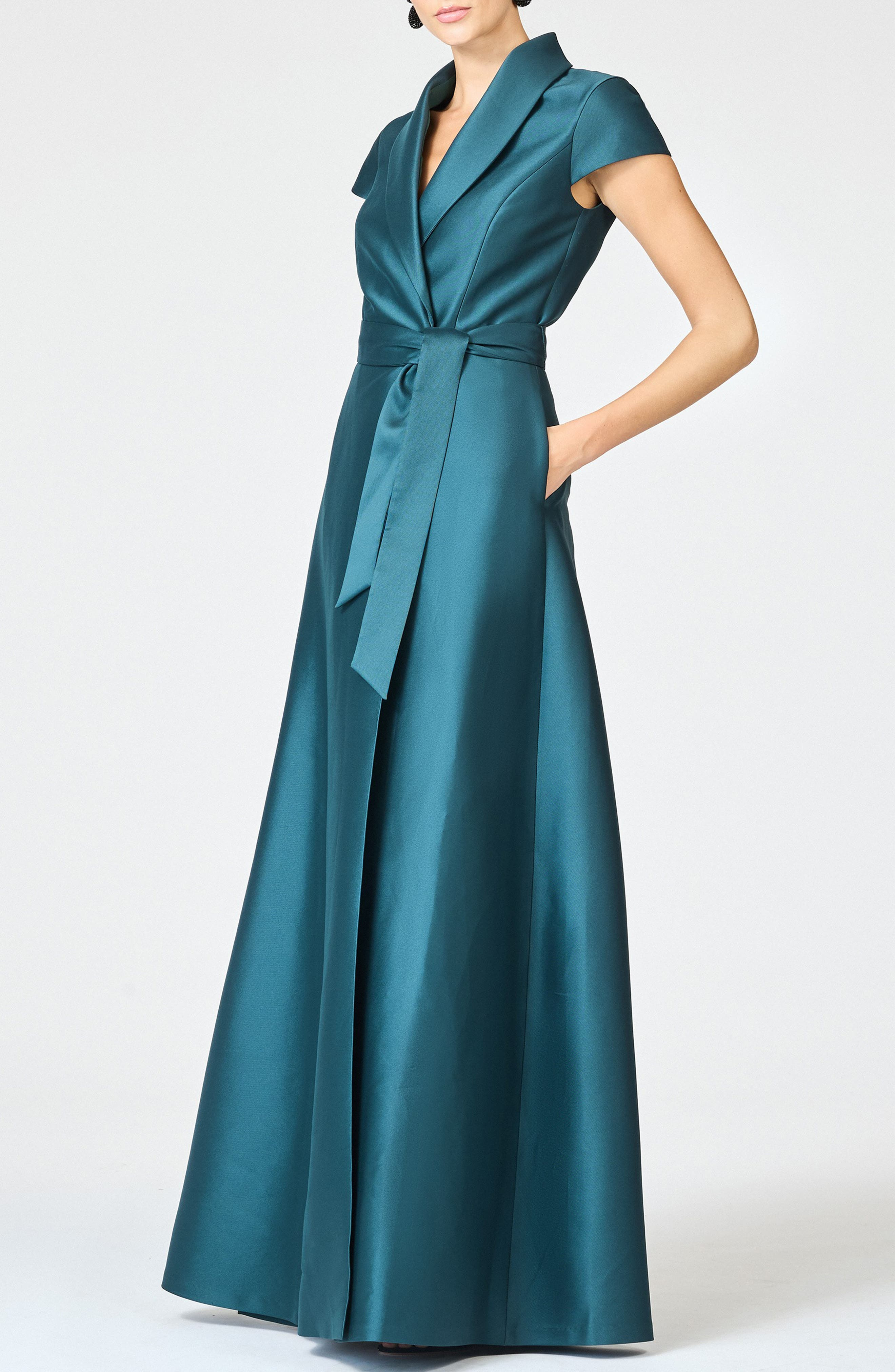 Sachin & Babi Etienne A-Line Satin Gown in Forest Green at Nordstrom - 3