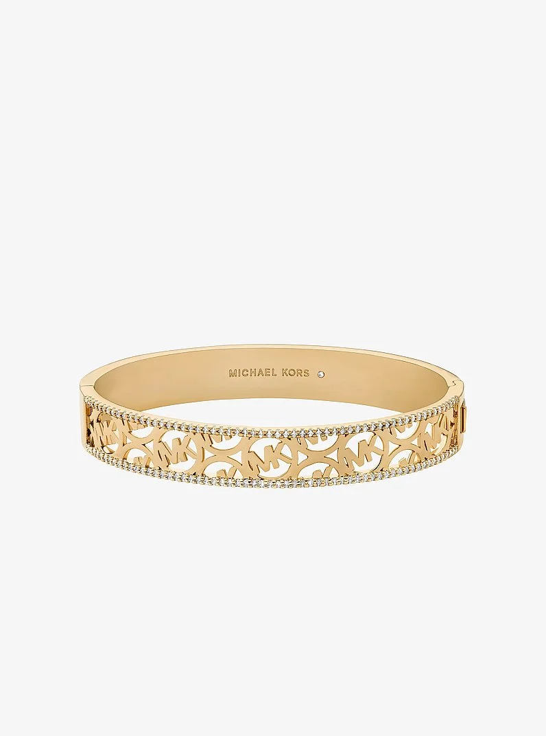 Pavé Perforated Logo Bangle - 1