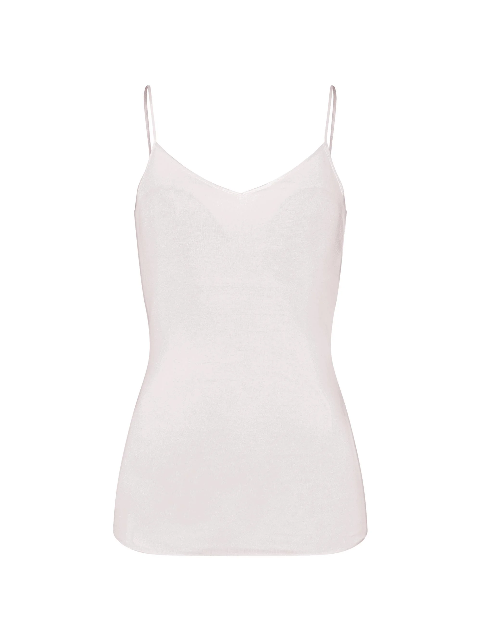 Women's Seamless & Padded Spaghetti-Strap Cotton Cami - White - 1