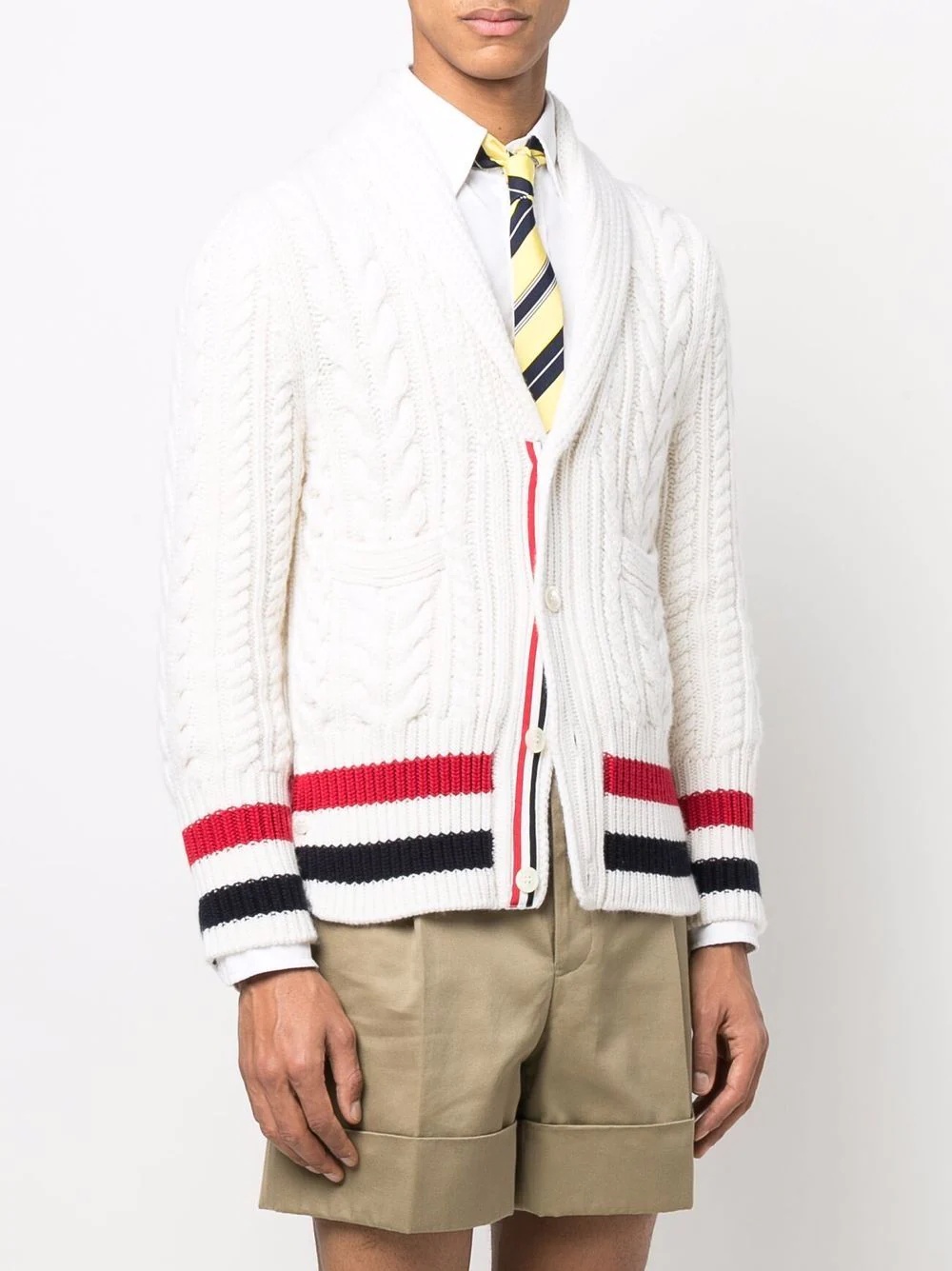 RWB-stripe cable-knit cardigan - 3