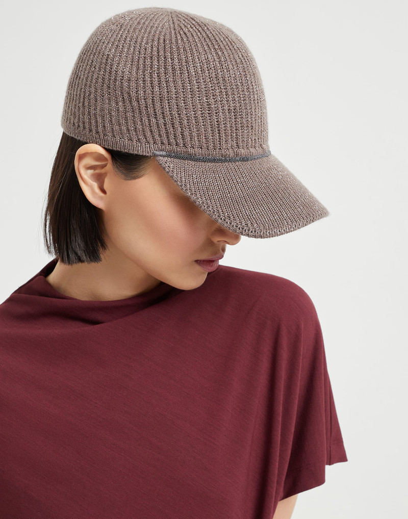 Sparkling cashmere English rib knit baseball cap with monili 3