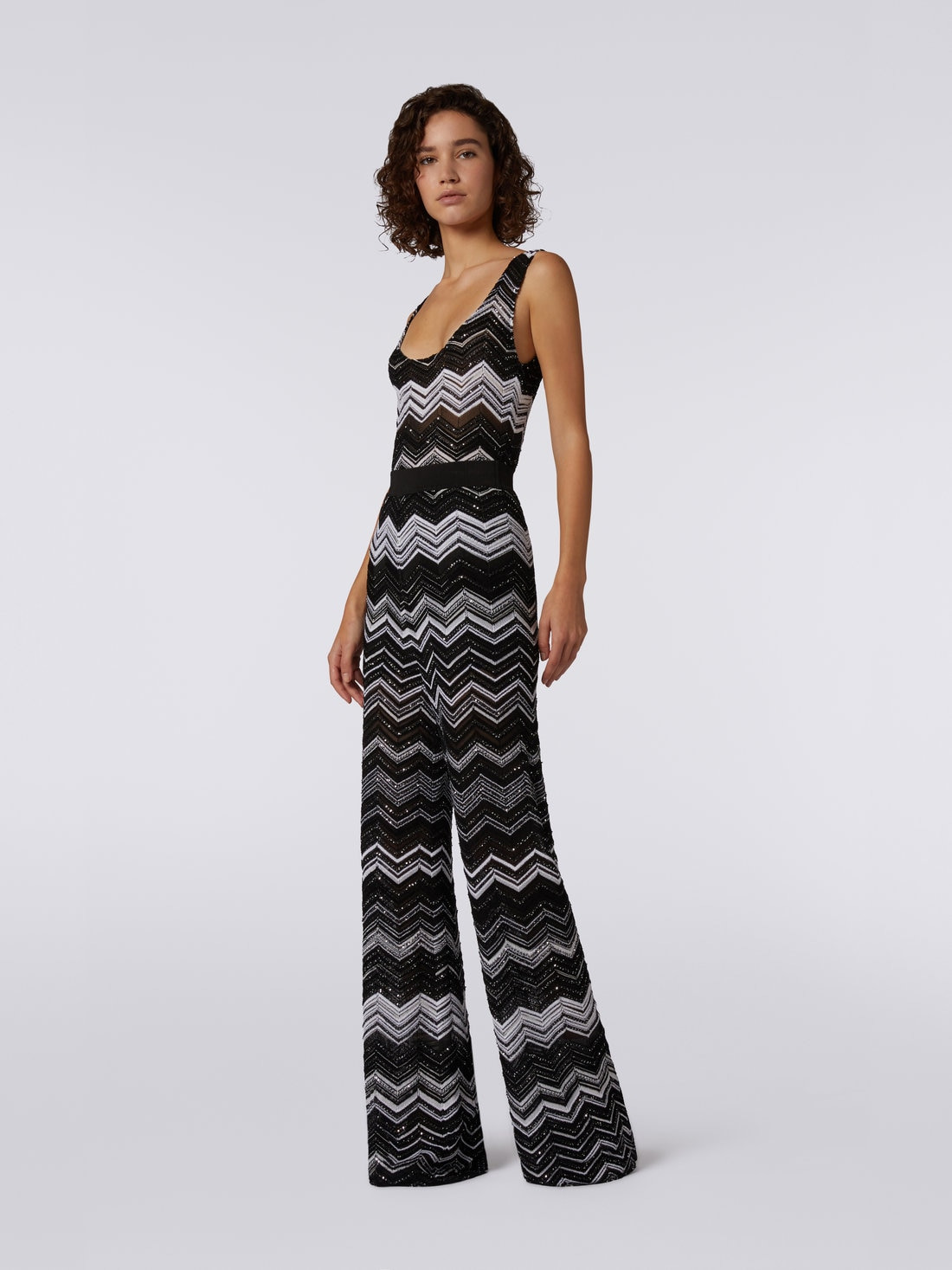 Viscose chevron trousers with sequins - 3