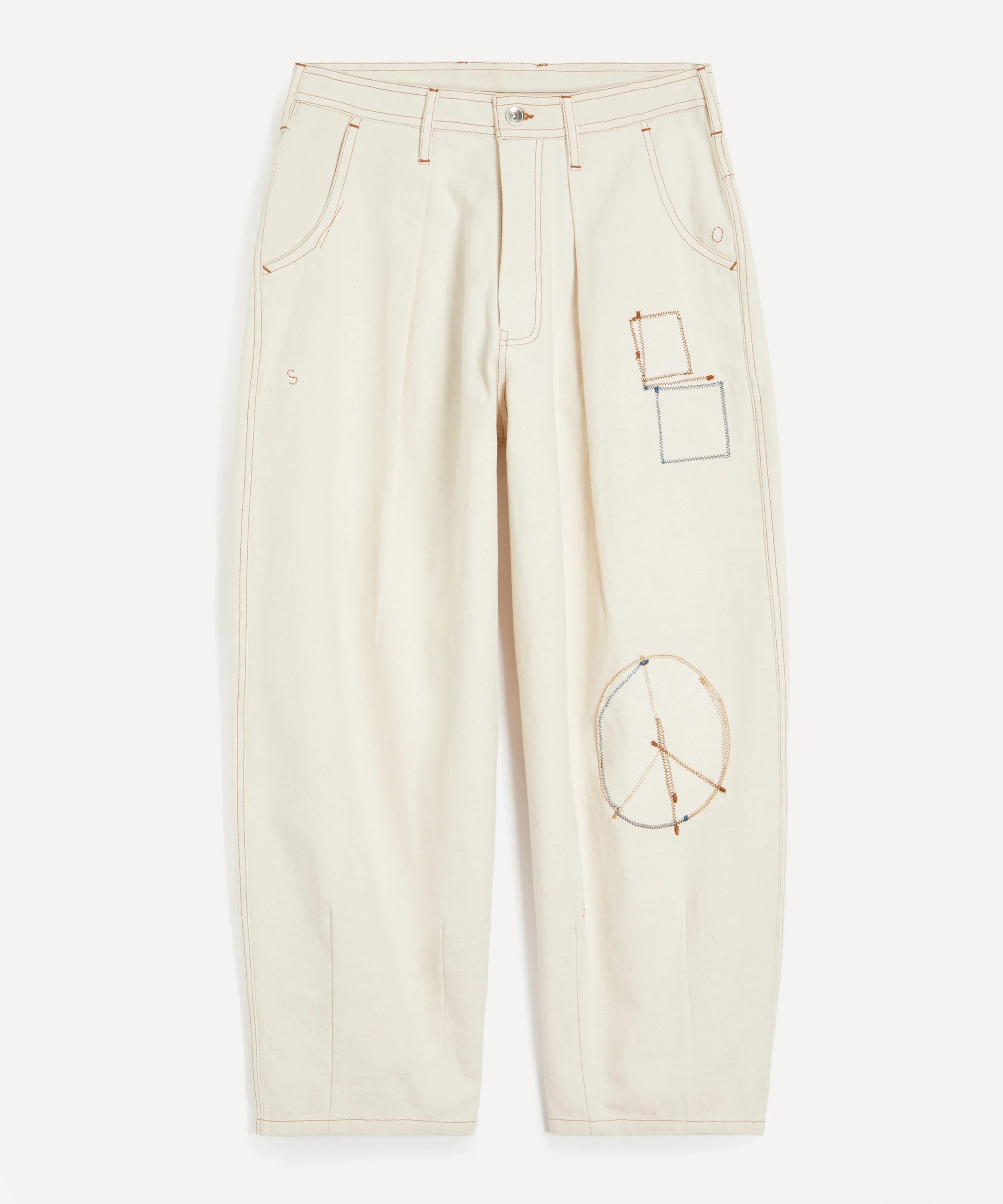 Lush Ecru Zig Zag Trousers - 1