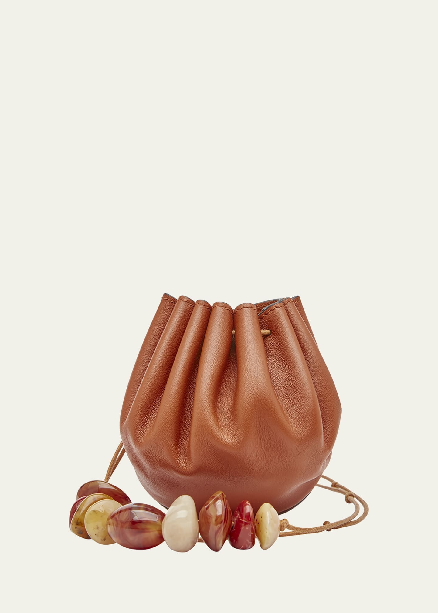 Paloma Ruched Pouchette Beaded Bucket Bag - 1