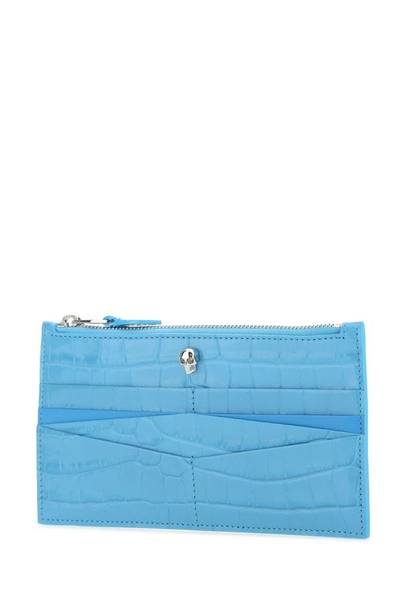 Alexander McQueen Light-blue leather pouch outlook