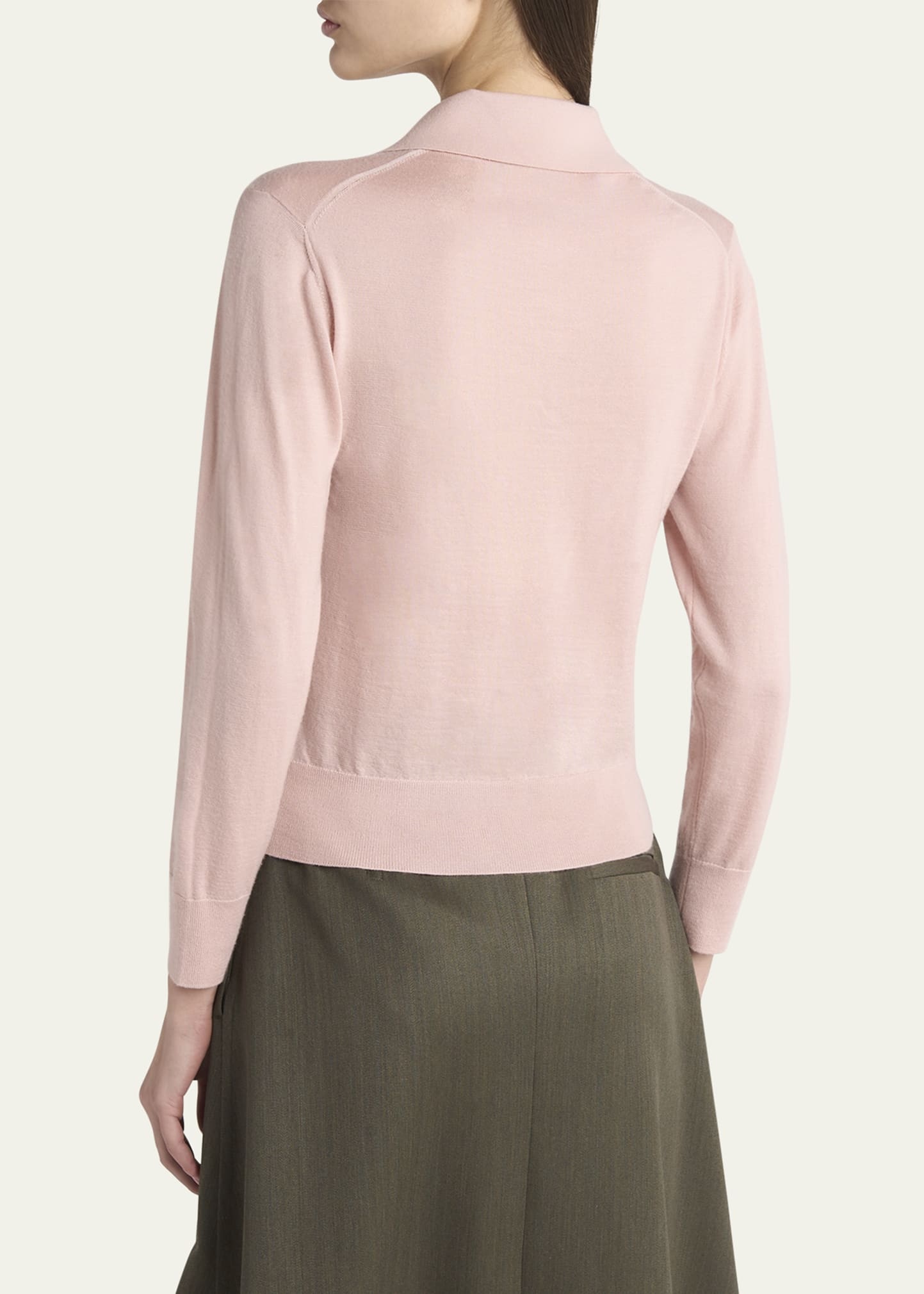 Long-Sleeve Fine Cashmere Polo Sweater - 3