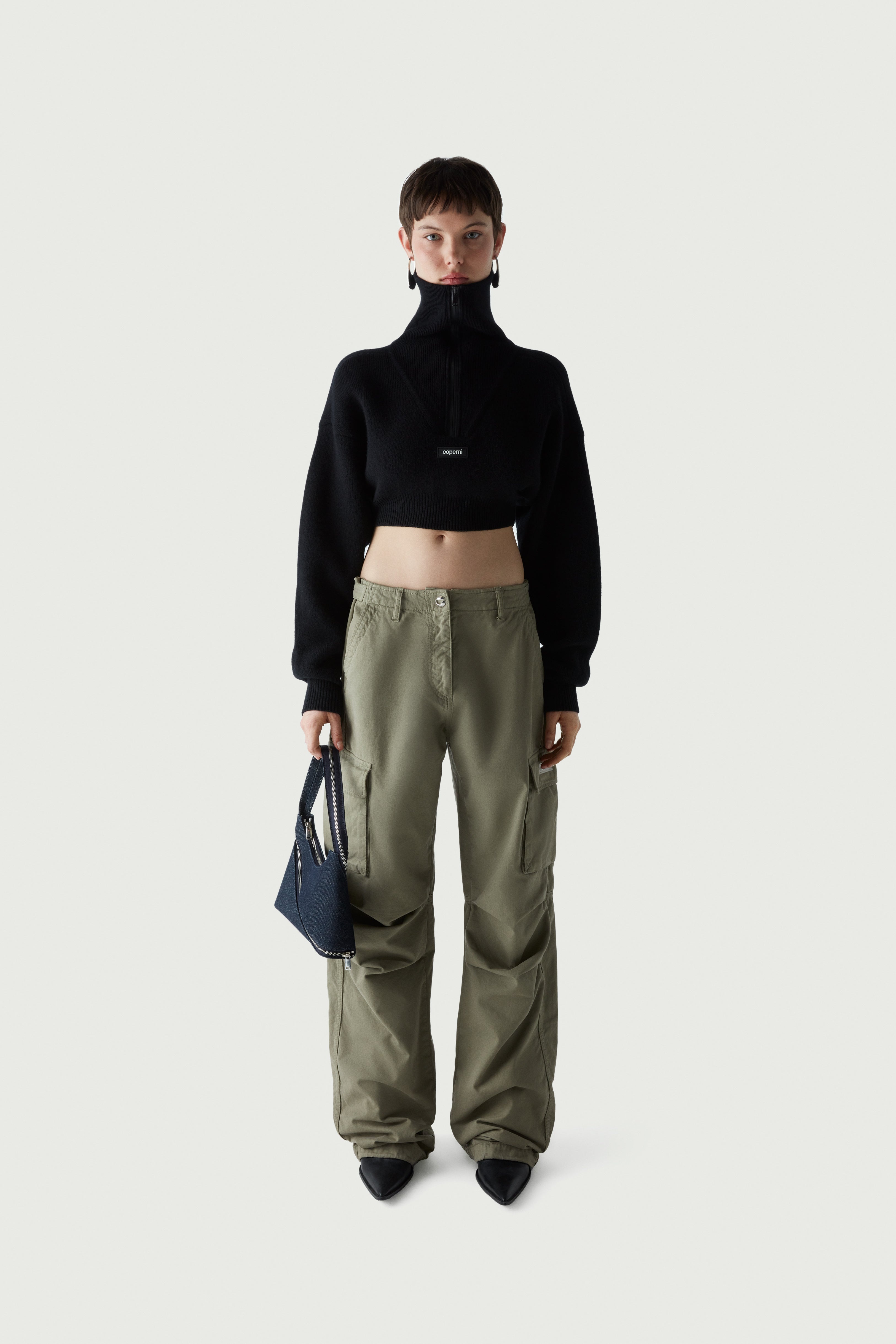 Half-Zip Boxy Cropped Sweater - 2