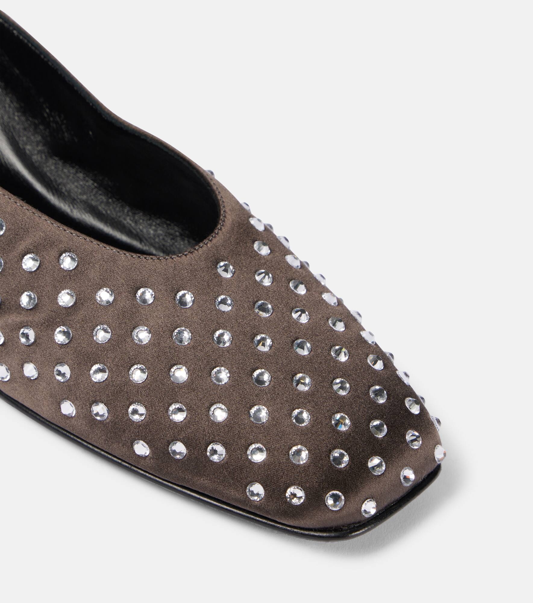 Crystal-embellished satin ballet flats - 5
