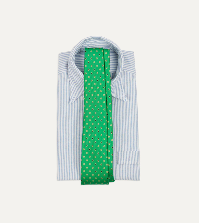 Drake's Green Circular Dot Silk Self Tipped Tie outlook