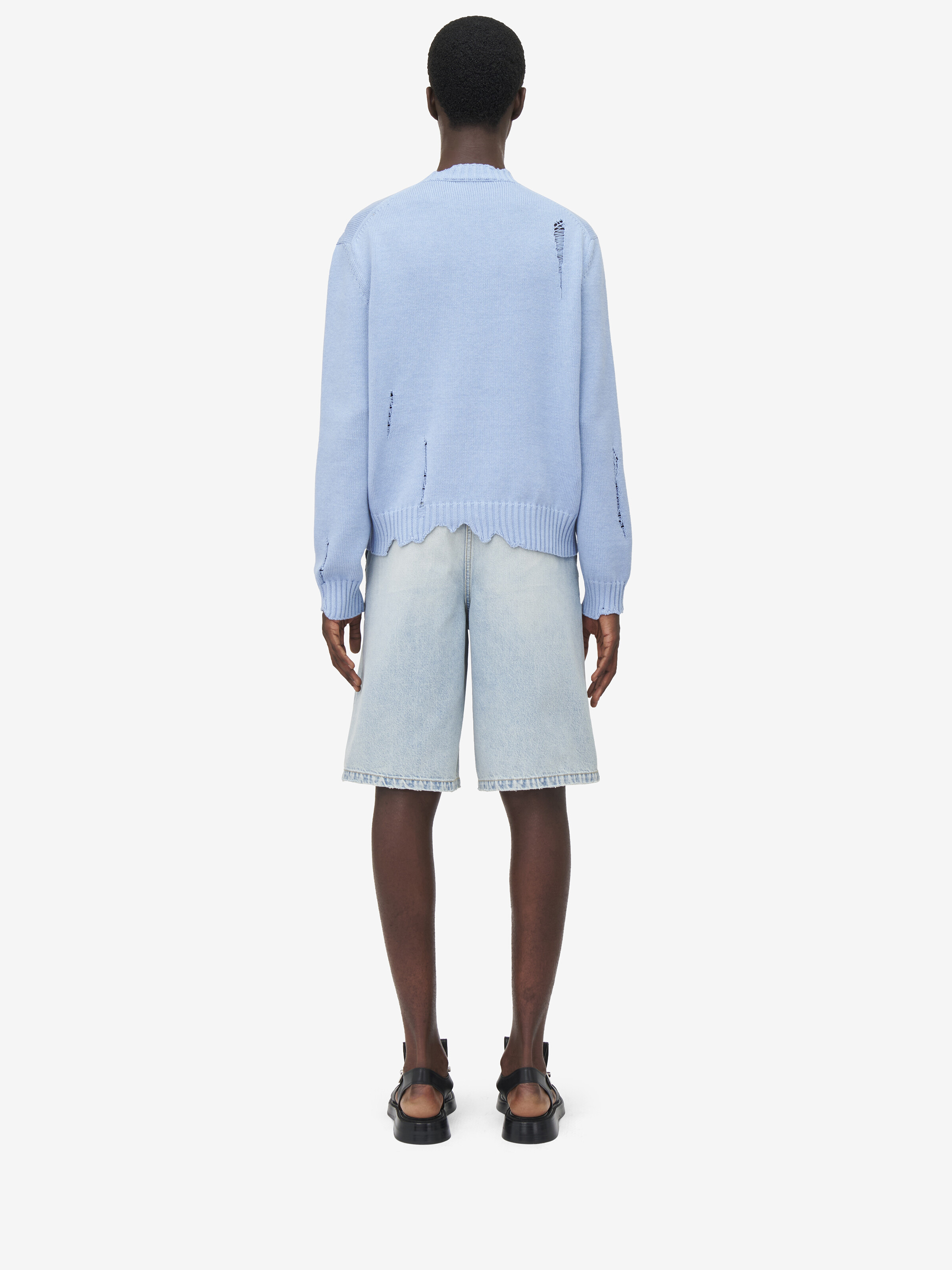 Stonewashed Denim Shorts - 4