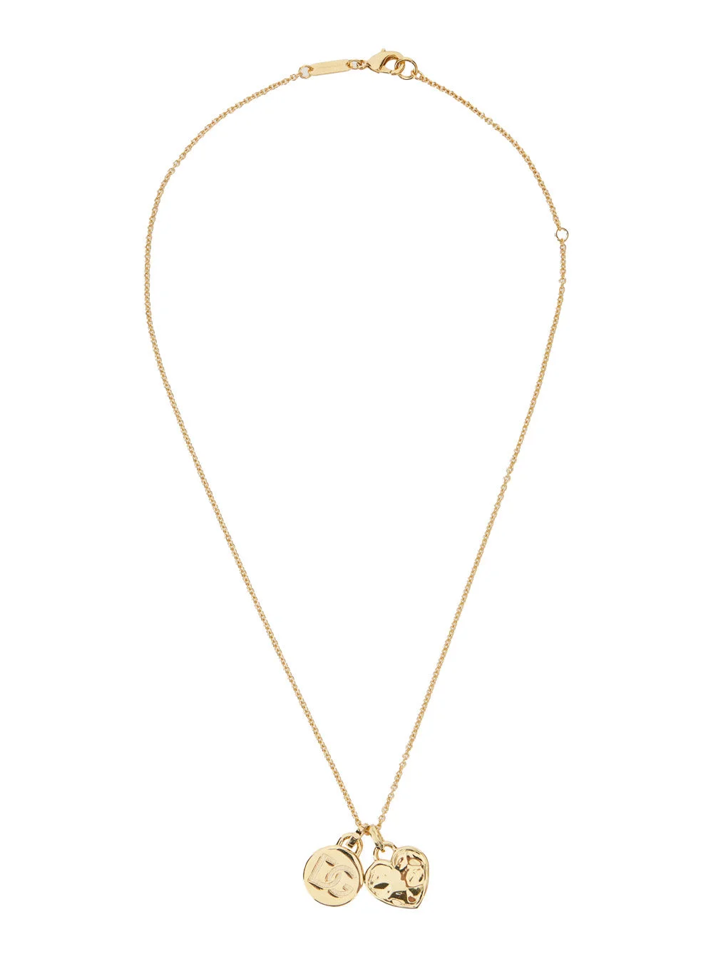 Dolce & Gabbana Women Gold Colored Necklace With Logo Pendant And Heart Pendant In Brass Woman - 1