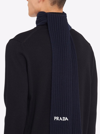 Prada intarsia-knit logo scarf outlook