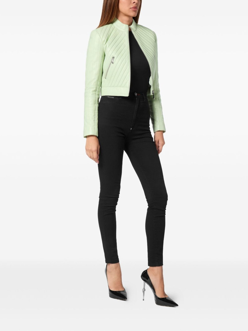 PHILIPP PLEIN leather biker jacket outlook
