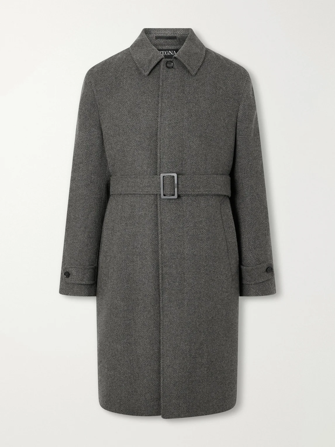 Oasi Belted Herringbone Cashmere Trench Coat - 1