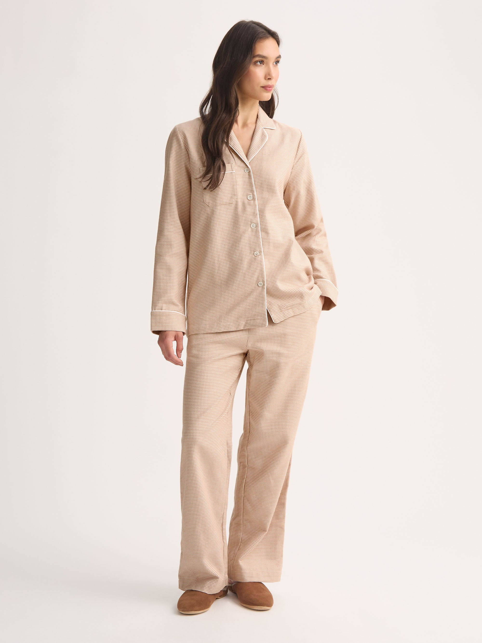 Women's Pajamas Kelburn Brushed Cotton Blush Houndstooth - 3