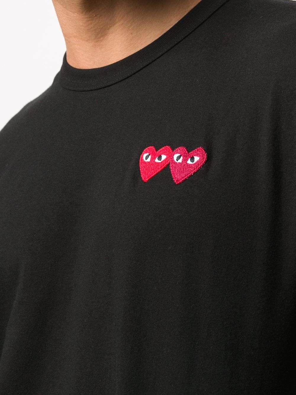 double heart patch short sleeve T-shirt - 5