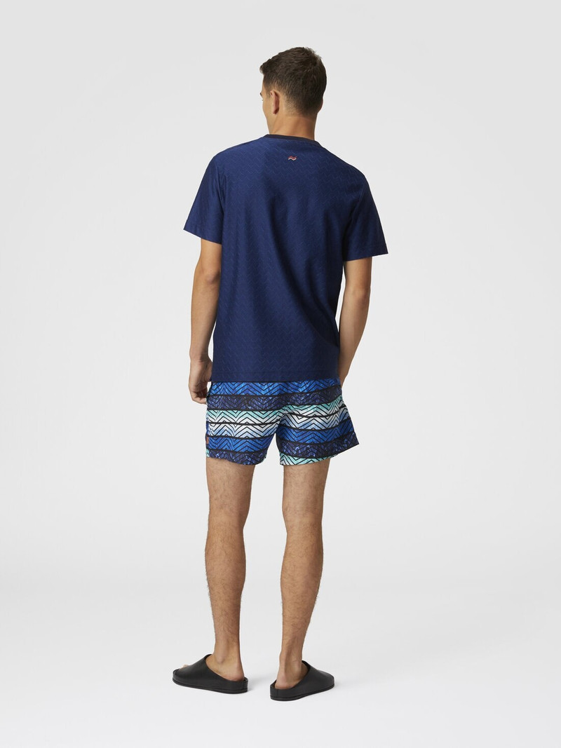 Zigzag print swim trunks with stripes and dégradé 3