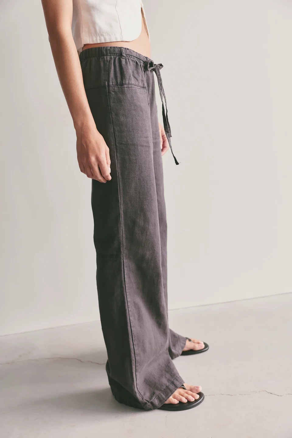 Break The Ice Linen Slouch Flare Pants - 1