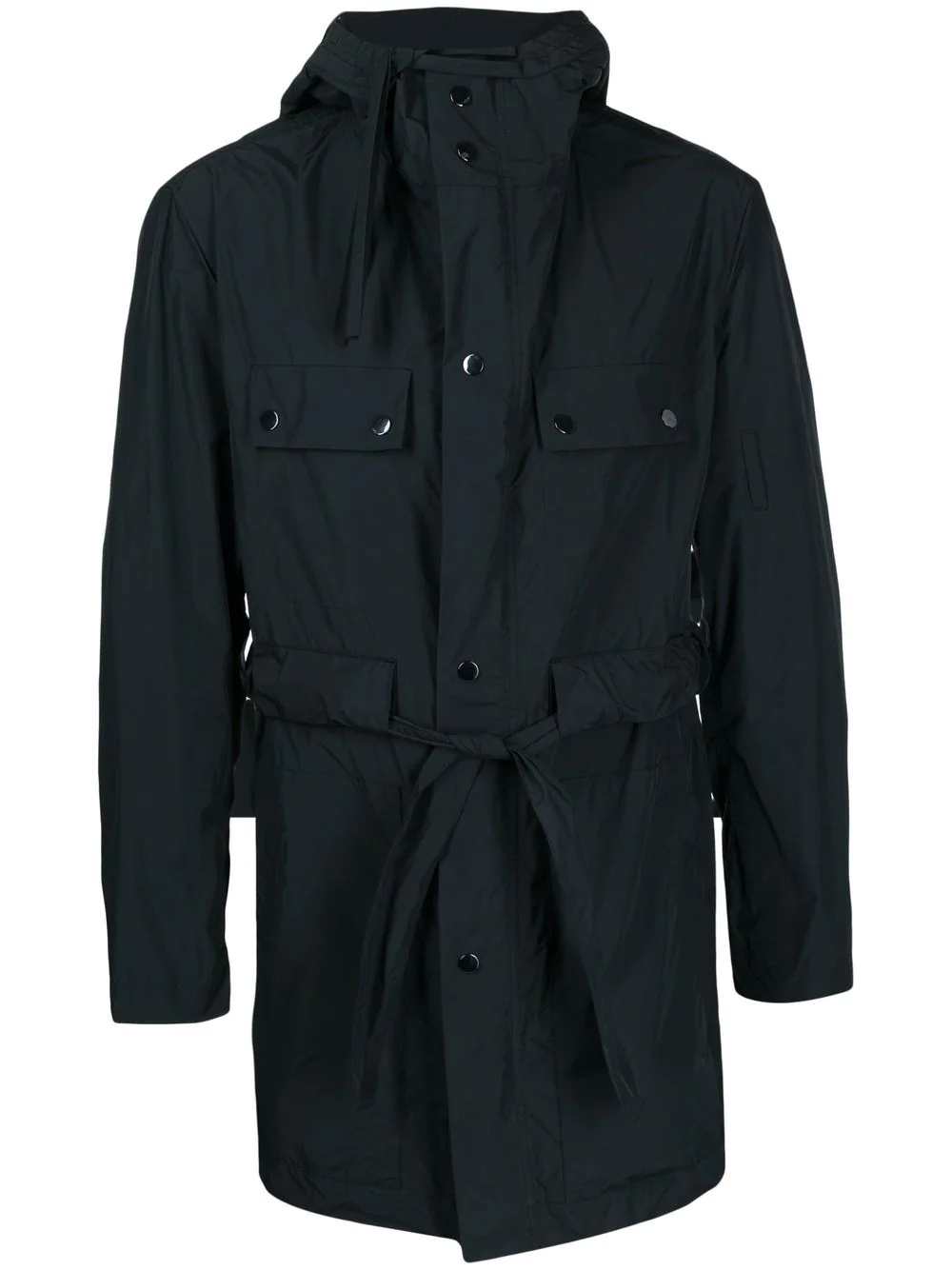 tied-waist parka coat - 1
