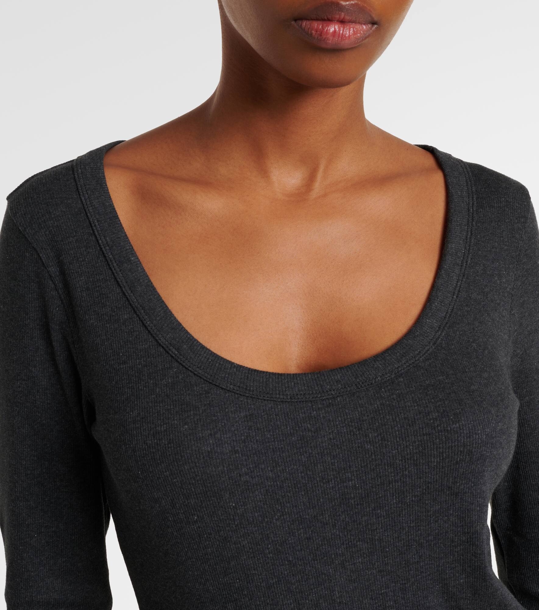 Ribbed-knit cotton-blend jersey top - 5