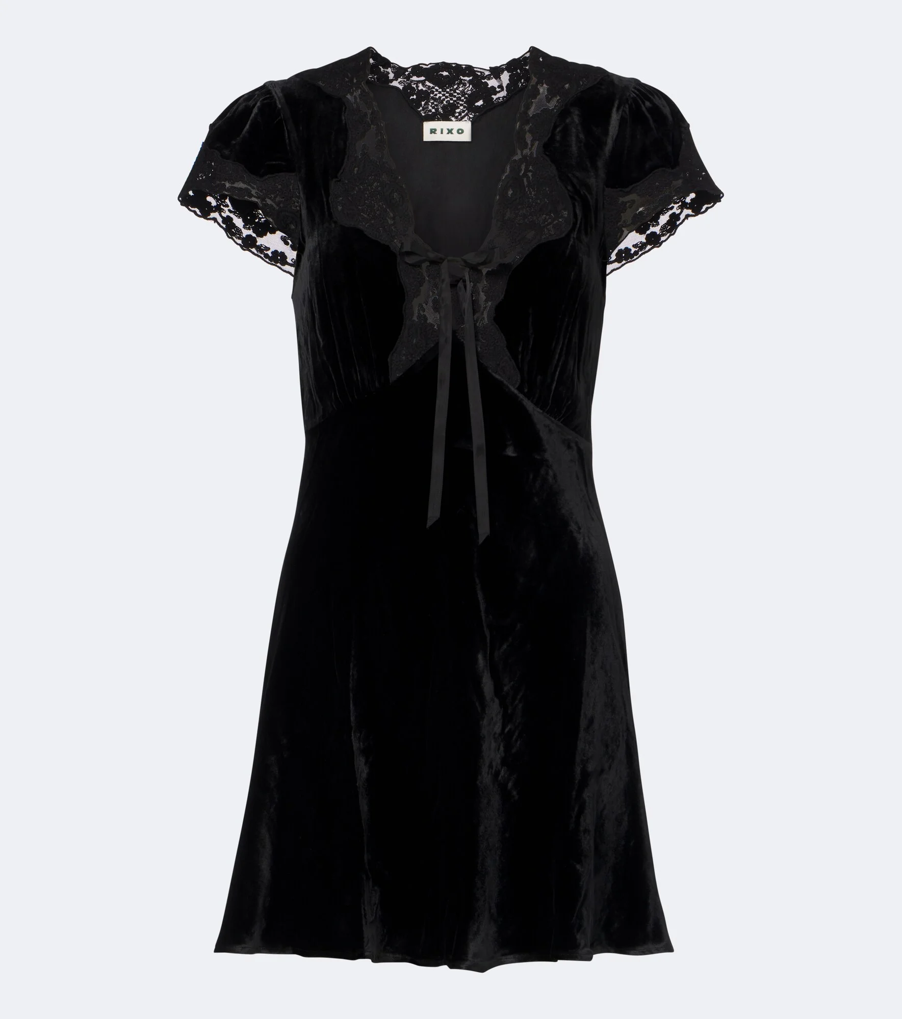Lacie lace-trimmed velvet minidress - 1