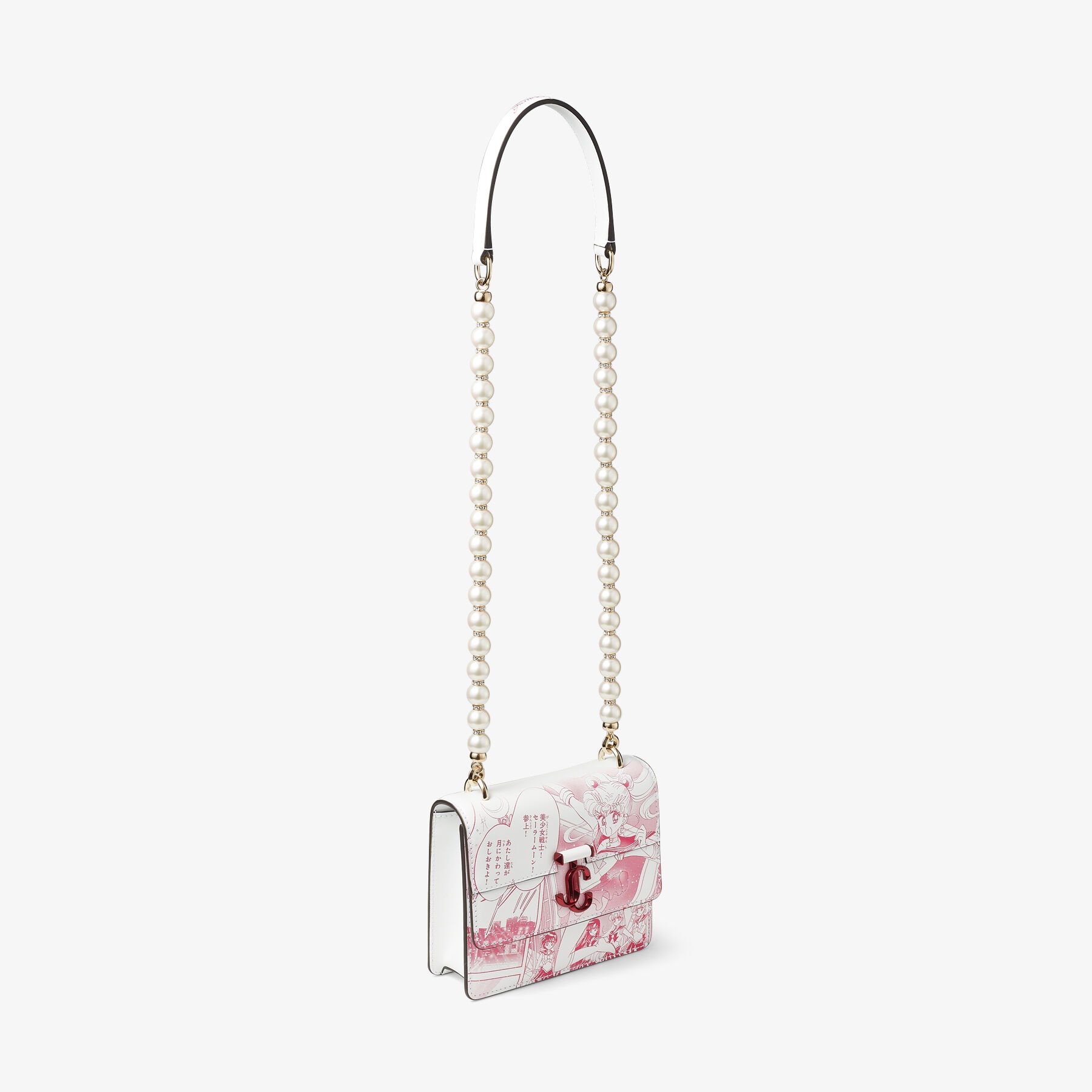 Sailor Moon Varenne Quad XS
Pink Manga Printed Leather Shoulder Bag with Pearl Strap - 6