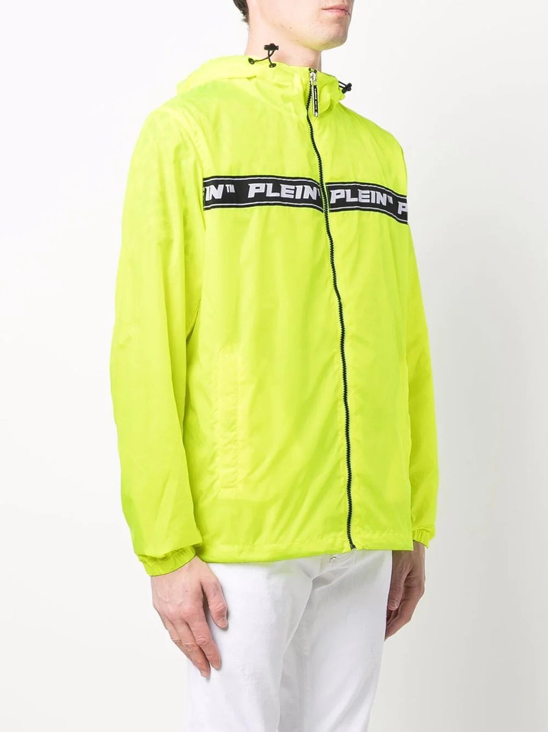 logo-tape hooded lightweight jacket 3