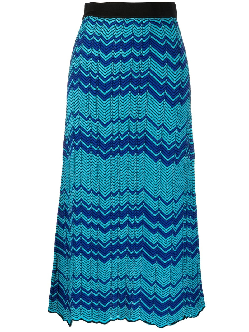 Palm zigzag pattern midi skirt 1