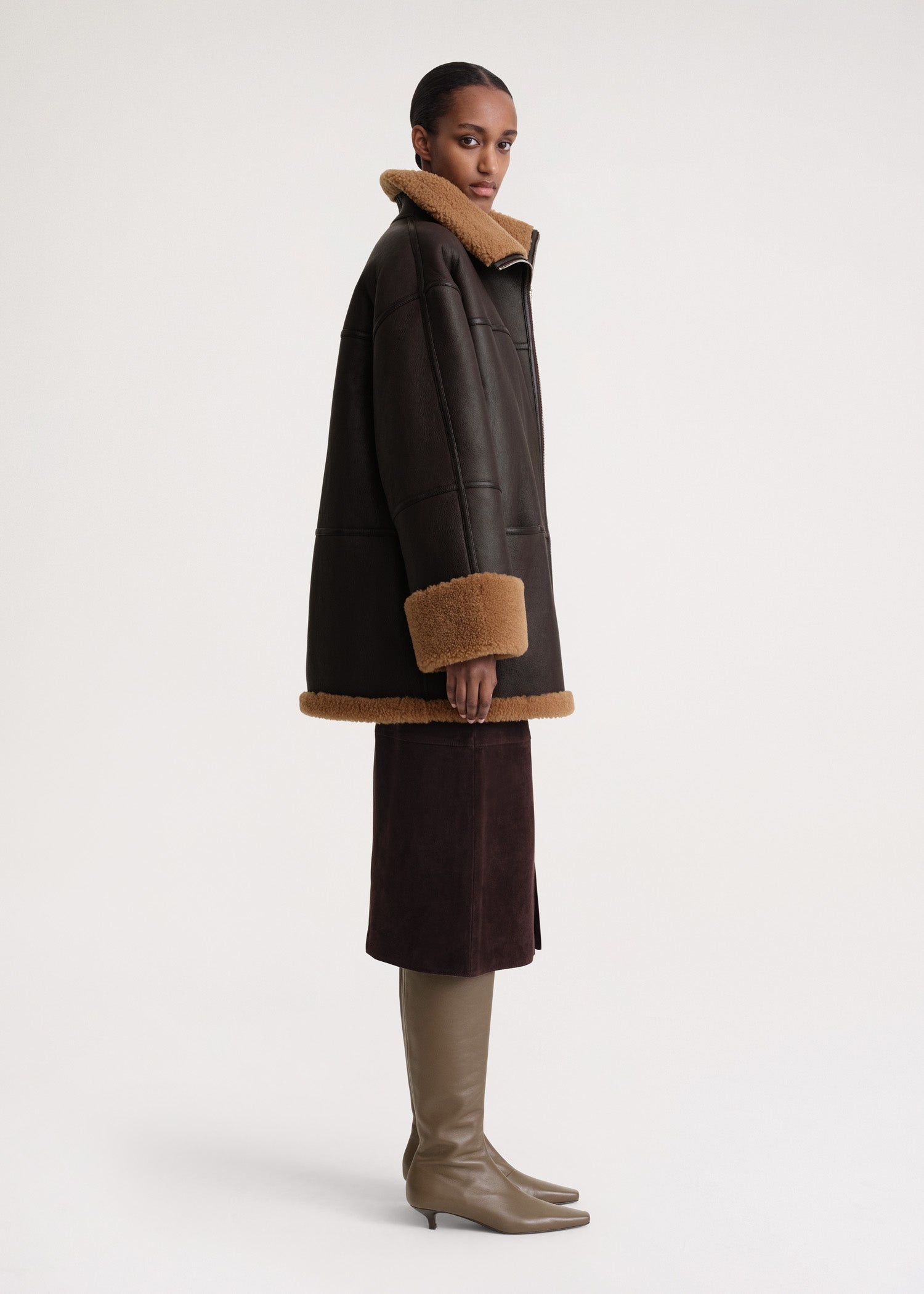 Signature shearling jacket chocolate - 3