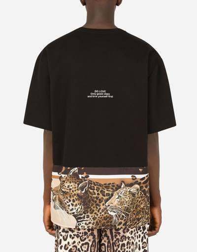 Dolce & Gabbana Leopard-print cotton T-shirt with patch outlook