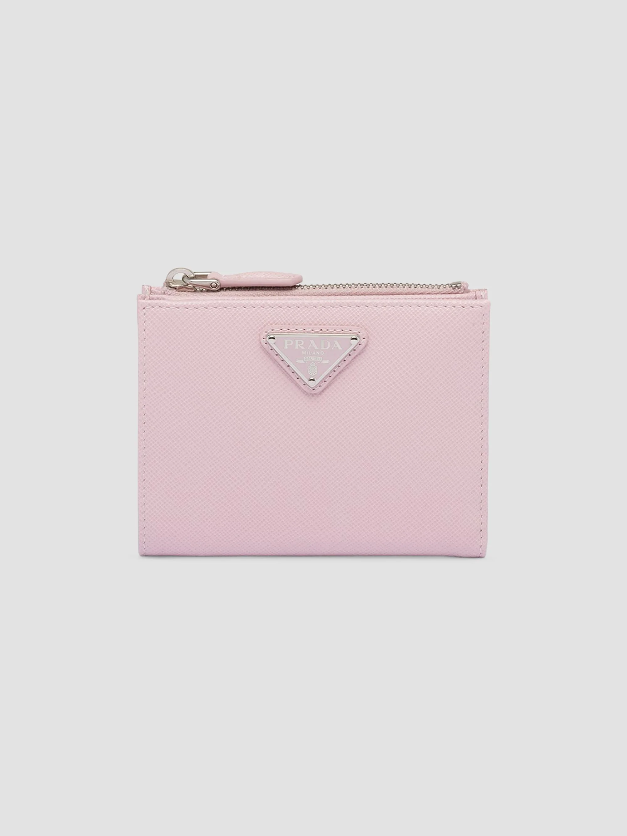 Women's Small Saffiano Leather Wallet - Pink Silver - 1
