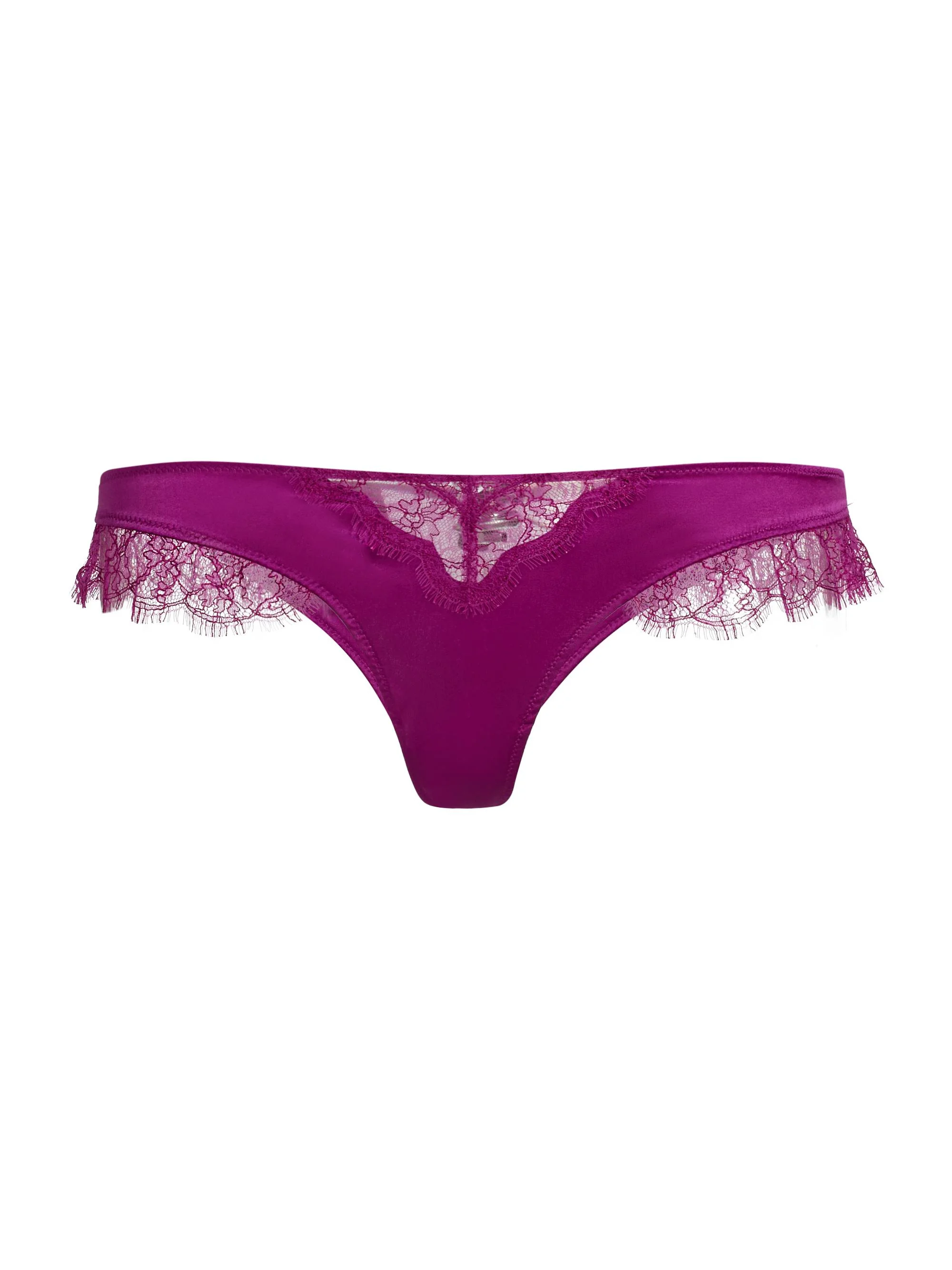 Women's Lace Inset Thong - Framboise - 1