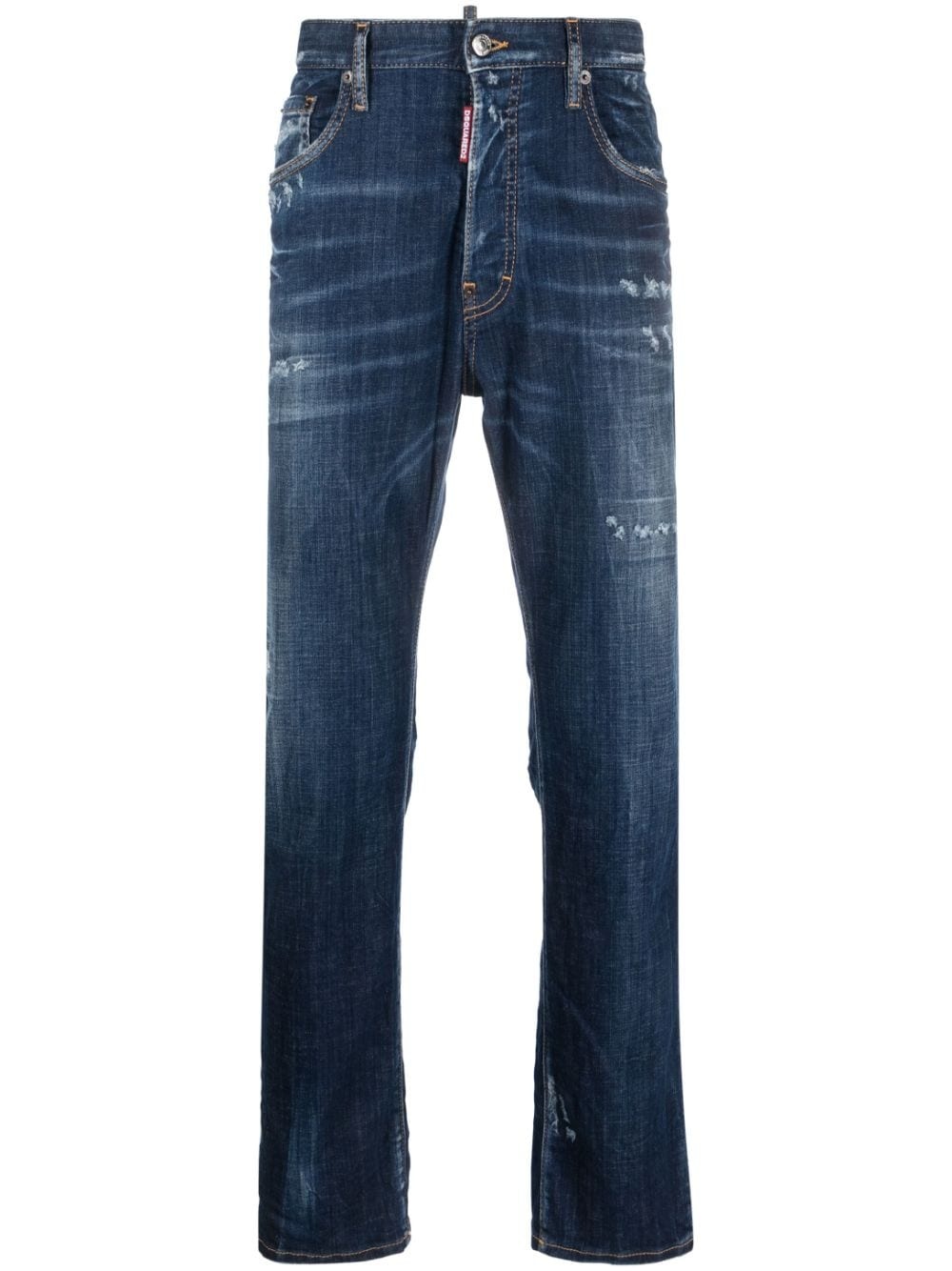 distressed straight-leg jeans - 1
