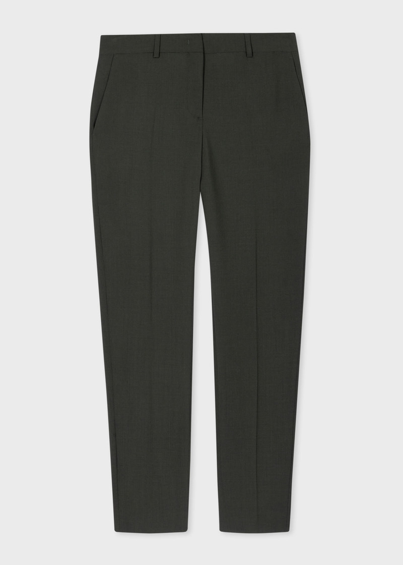 Dark Green Wool Hopsack Trousers 1