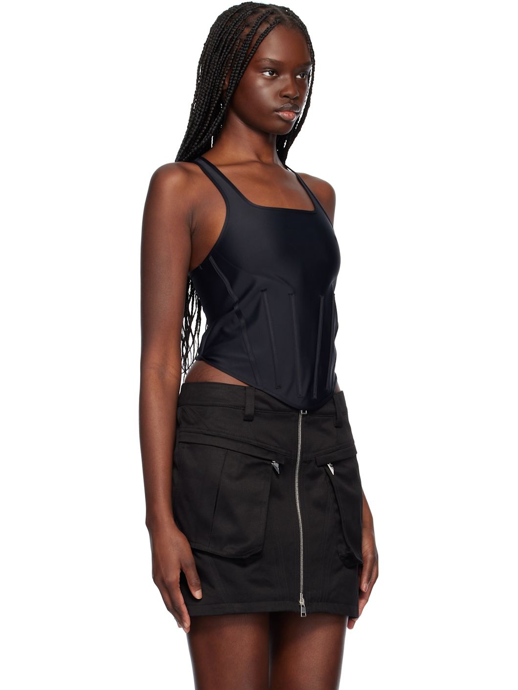 Black Corseted Tank Top - 2