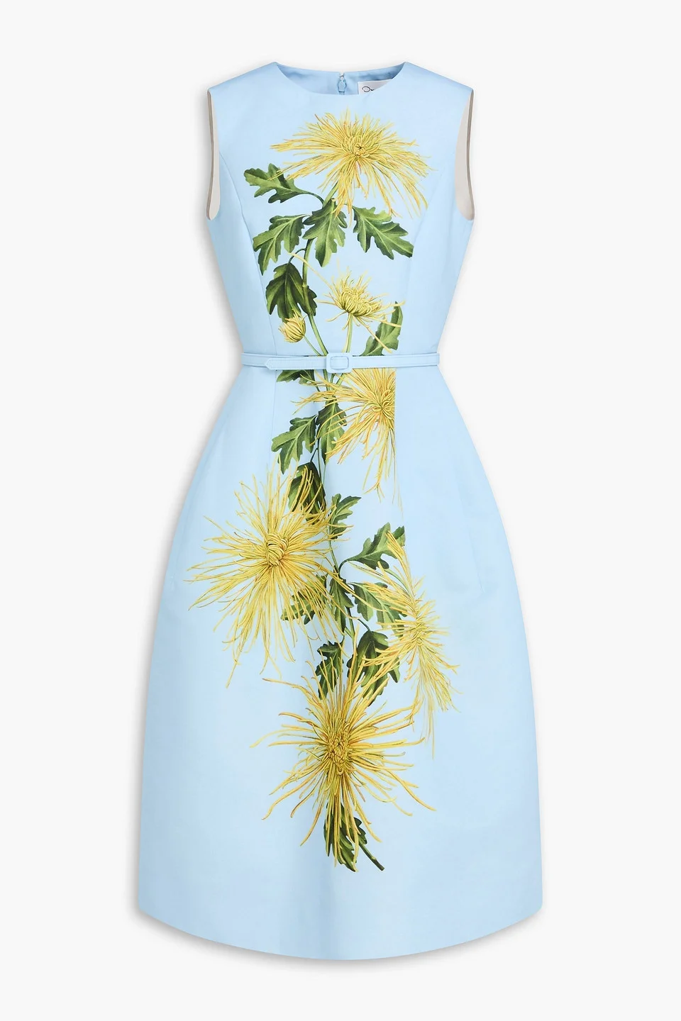 Belted floral-print faille midi dress - 1