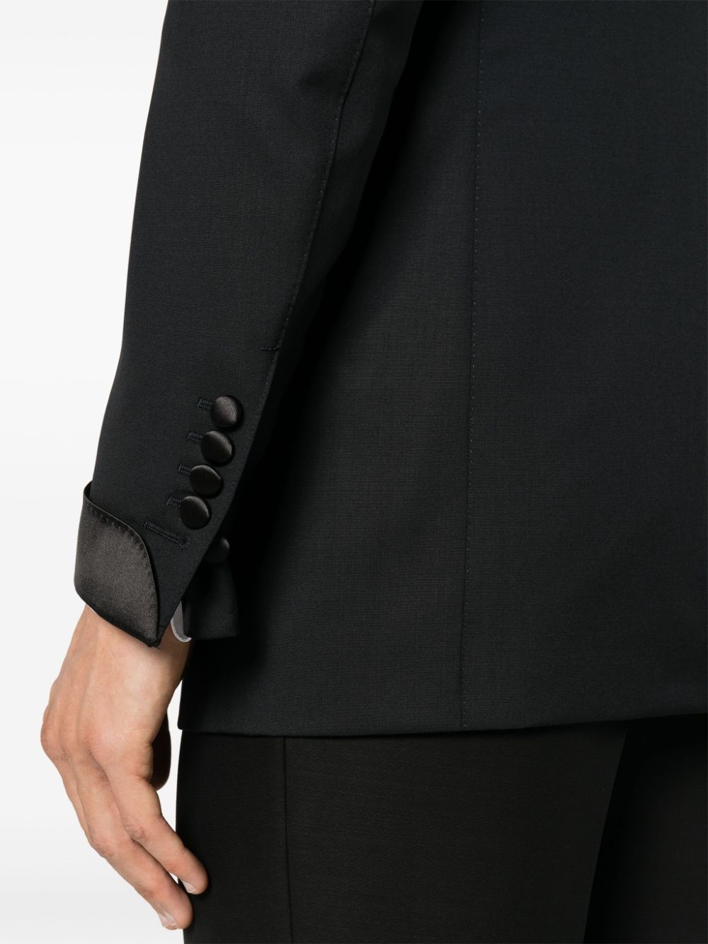 stitching-details wool blazer - 5