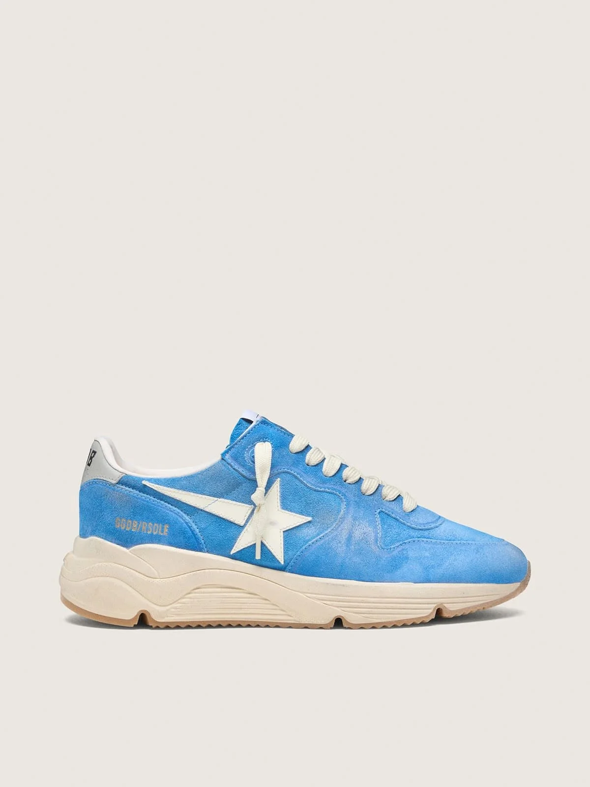 Men’s Running Sole in bright blue suede with white star - 1