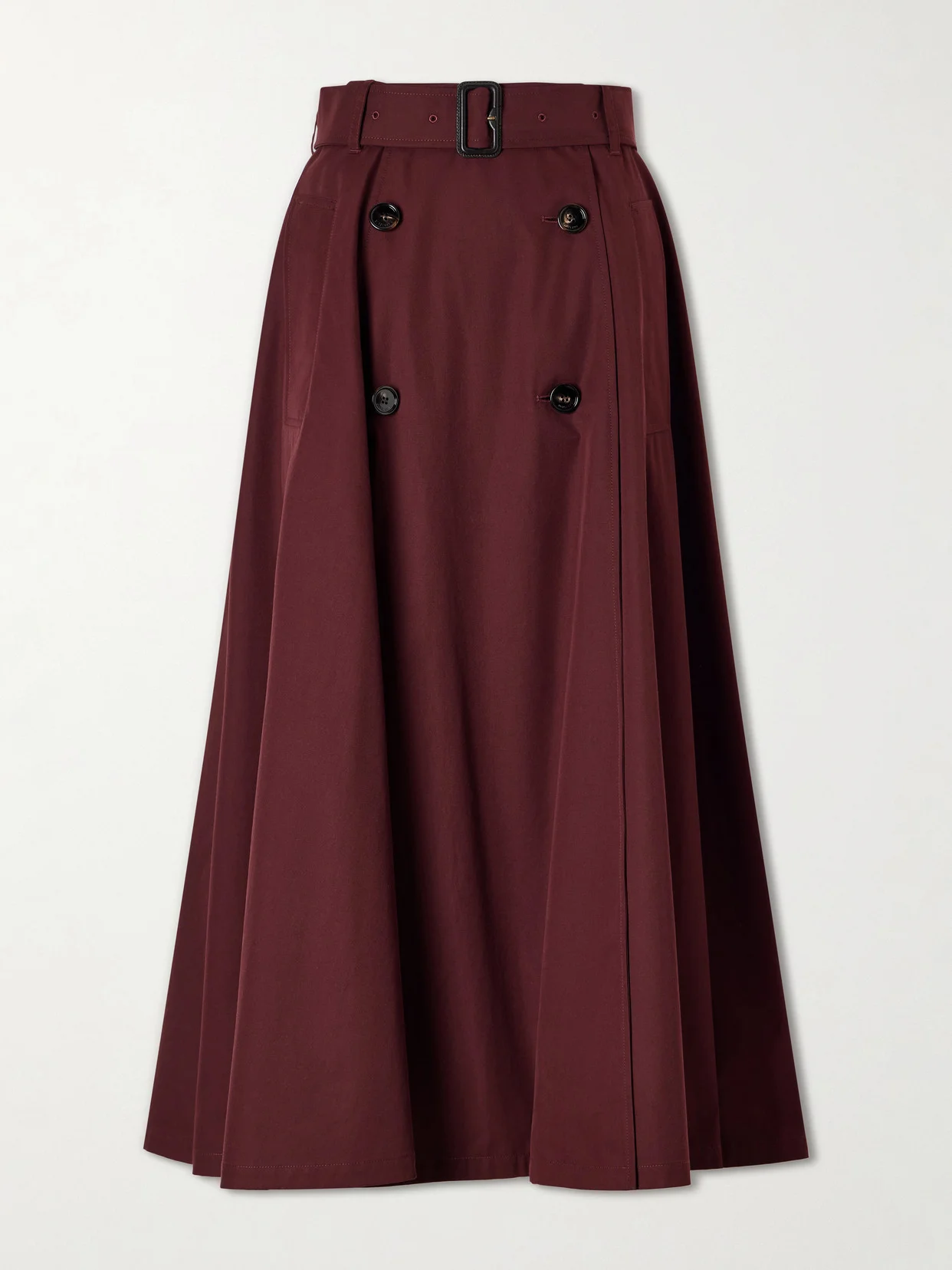 Belted Wool Midi Skirt - 1