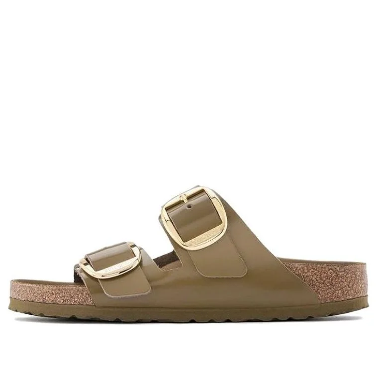 (WMNS) Birkenstock Arizona Big Buckle Natural Leather Patent Narrow Fit Sandals 'High Shine Mud Gree - 1