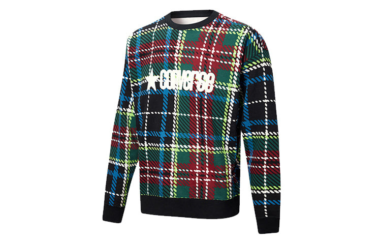 Men's Converse Plaid Pattern Logo Printing Round Neck Pullover 10019970-057 - 2