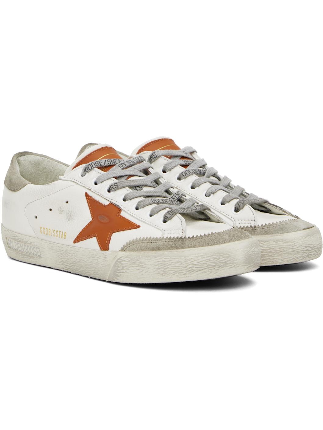 White & Orange Super-Star Penstar Sneakers - 4