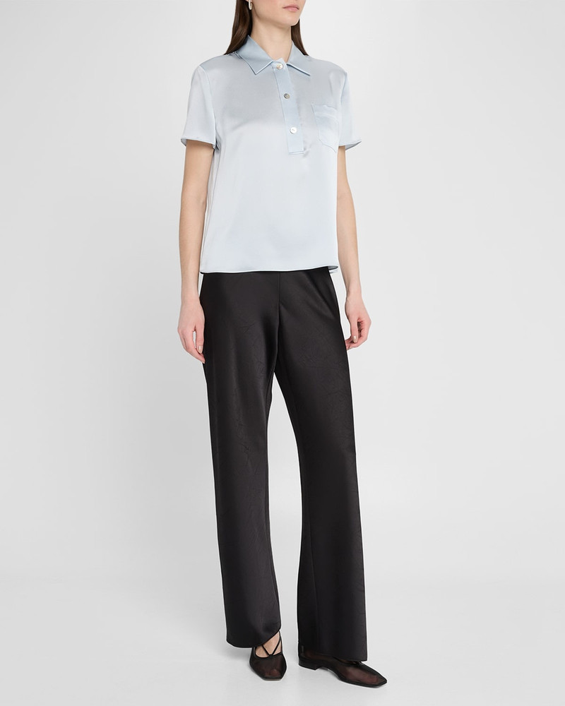 Vince Silk Charmeuse Short-Sleeve Polo Shirt outlook