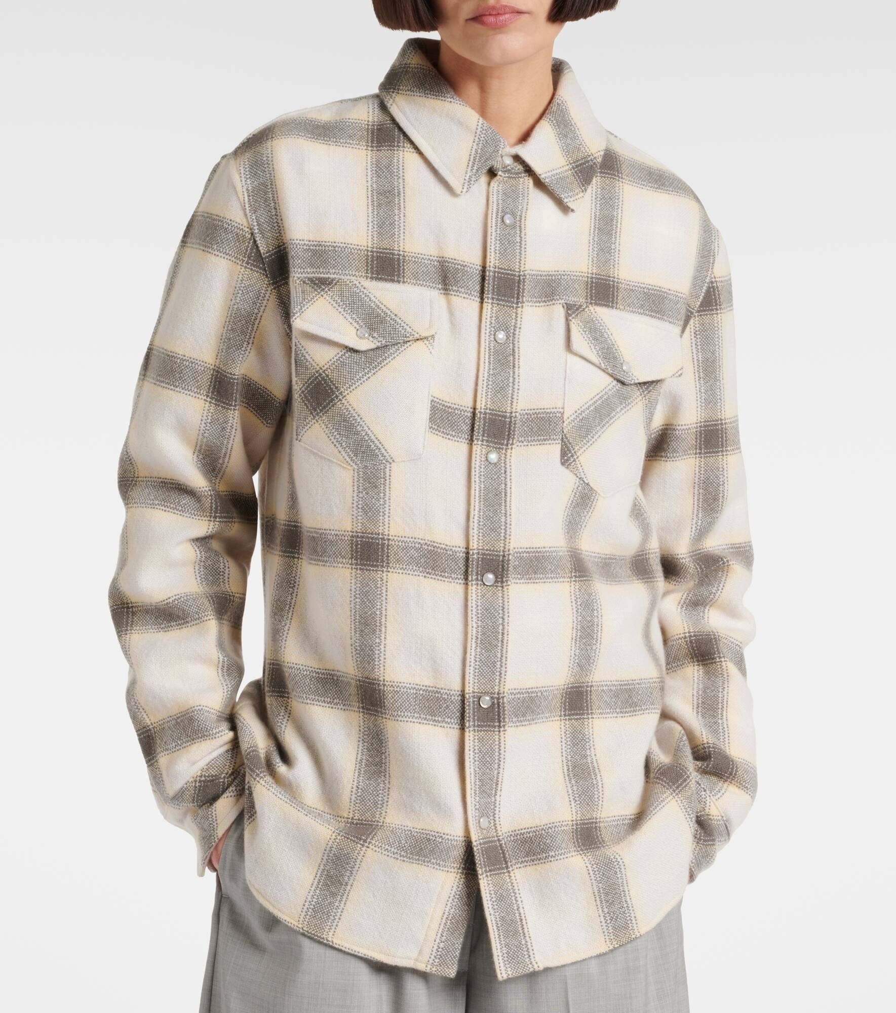 Moon plaid cashmere shirt - 5