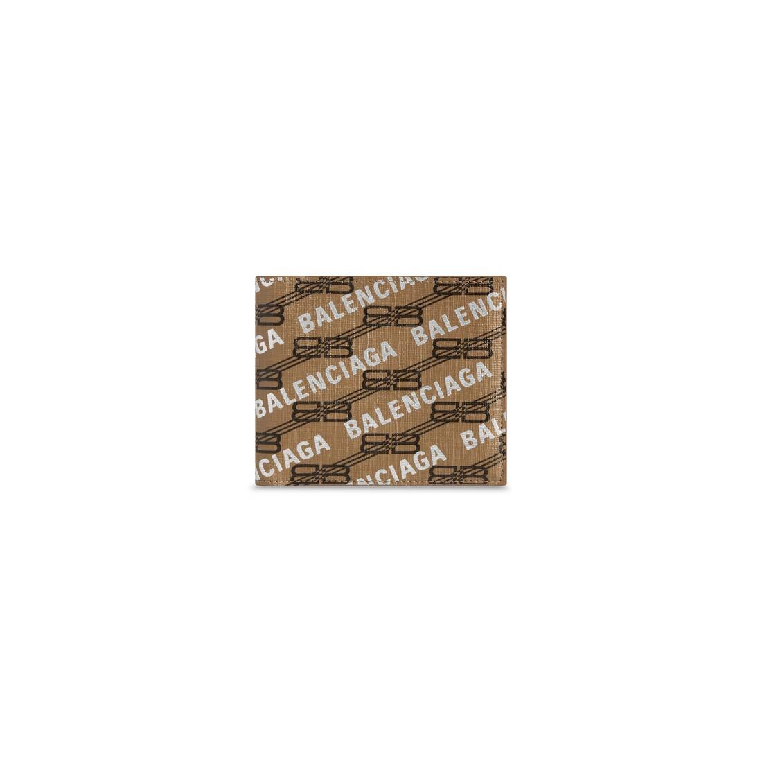 Signature Square Folded Wallet Bb Monogram Coated Canvas And Allover Logo in Beige - 1
