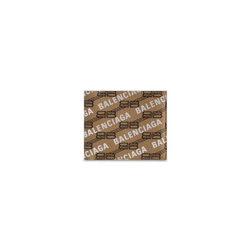 Signature Square Folded Wallet Bb Monogram Coated Canvas And Allover Logo in Beige 1