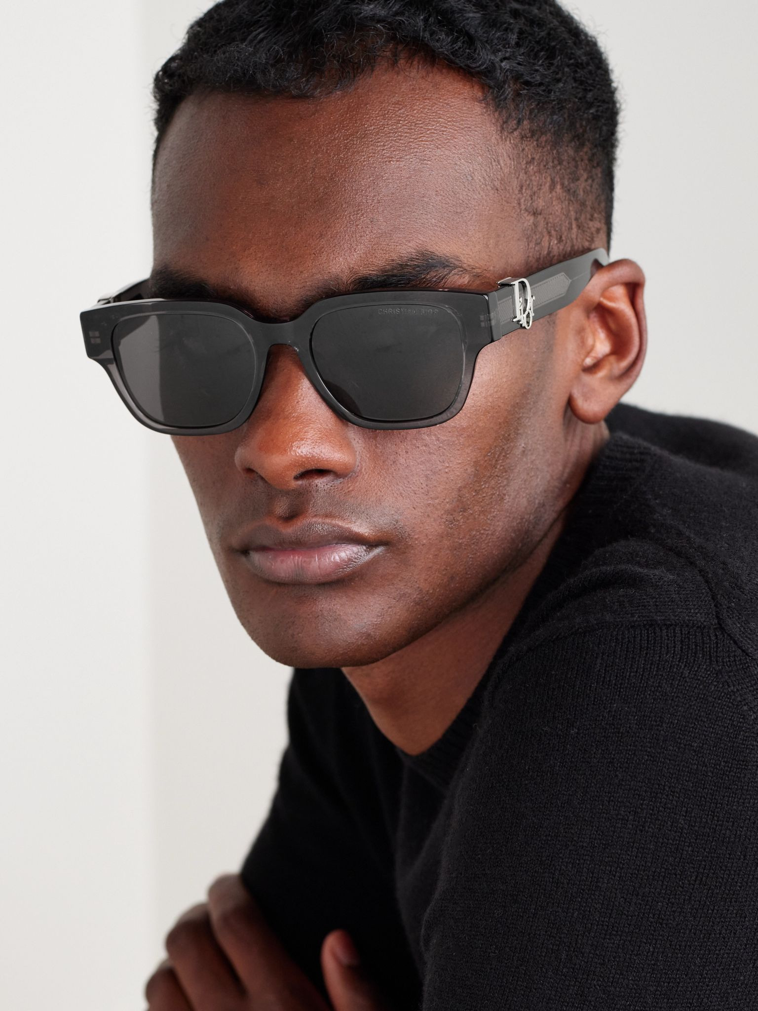 DiorObliqueS1I Square-Frame Acetate Sunglasses Black - 2