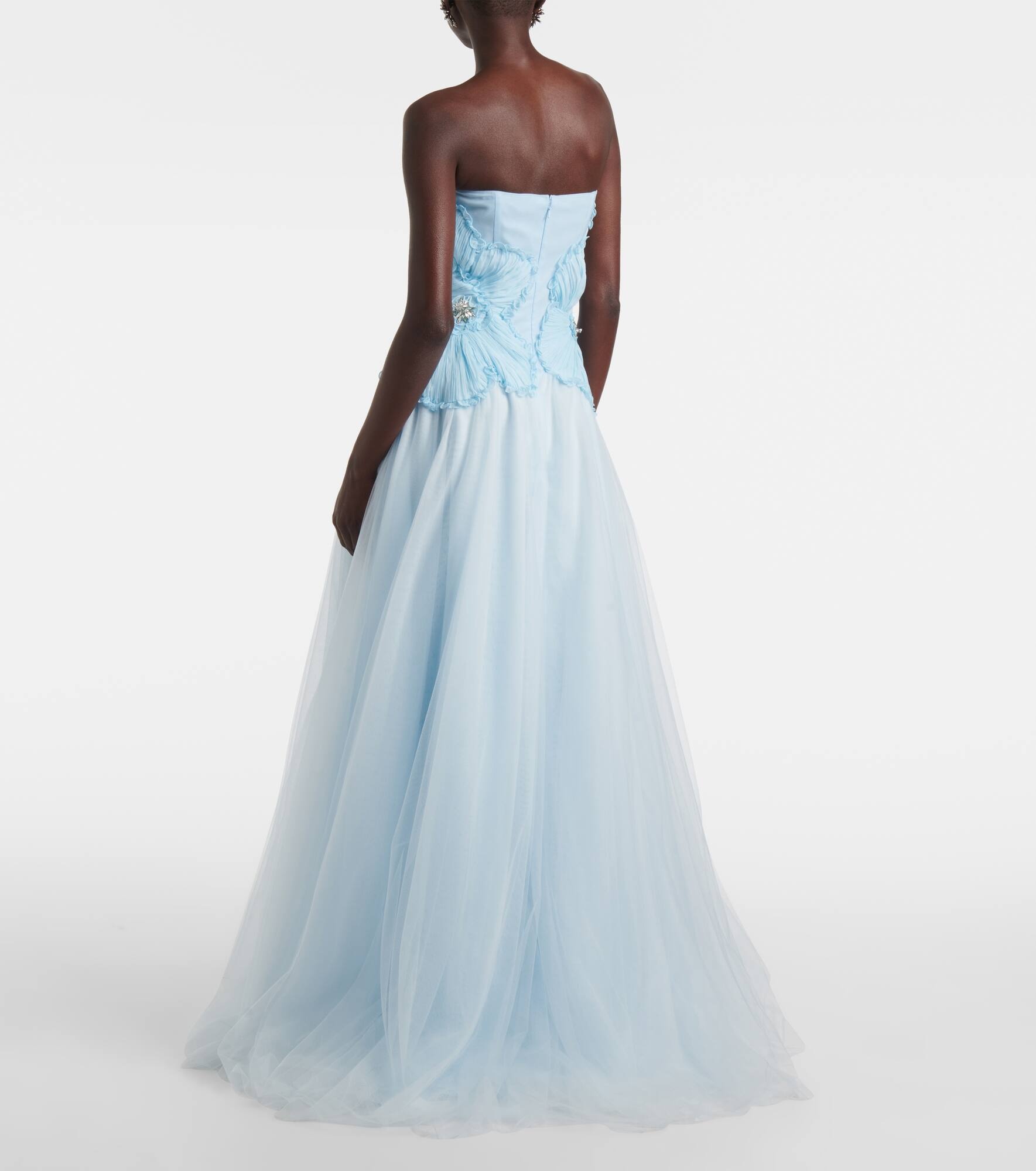 Edra floral strapless tulle gown - 3