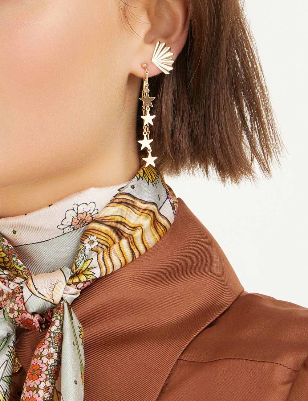 MISMATCH FAN AND STAR EARRINGS - 2