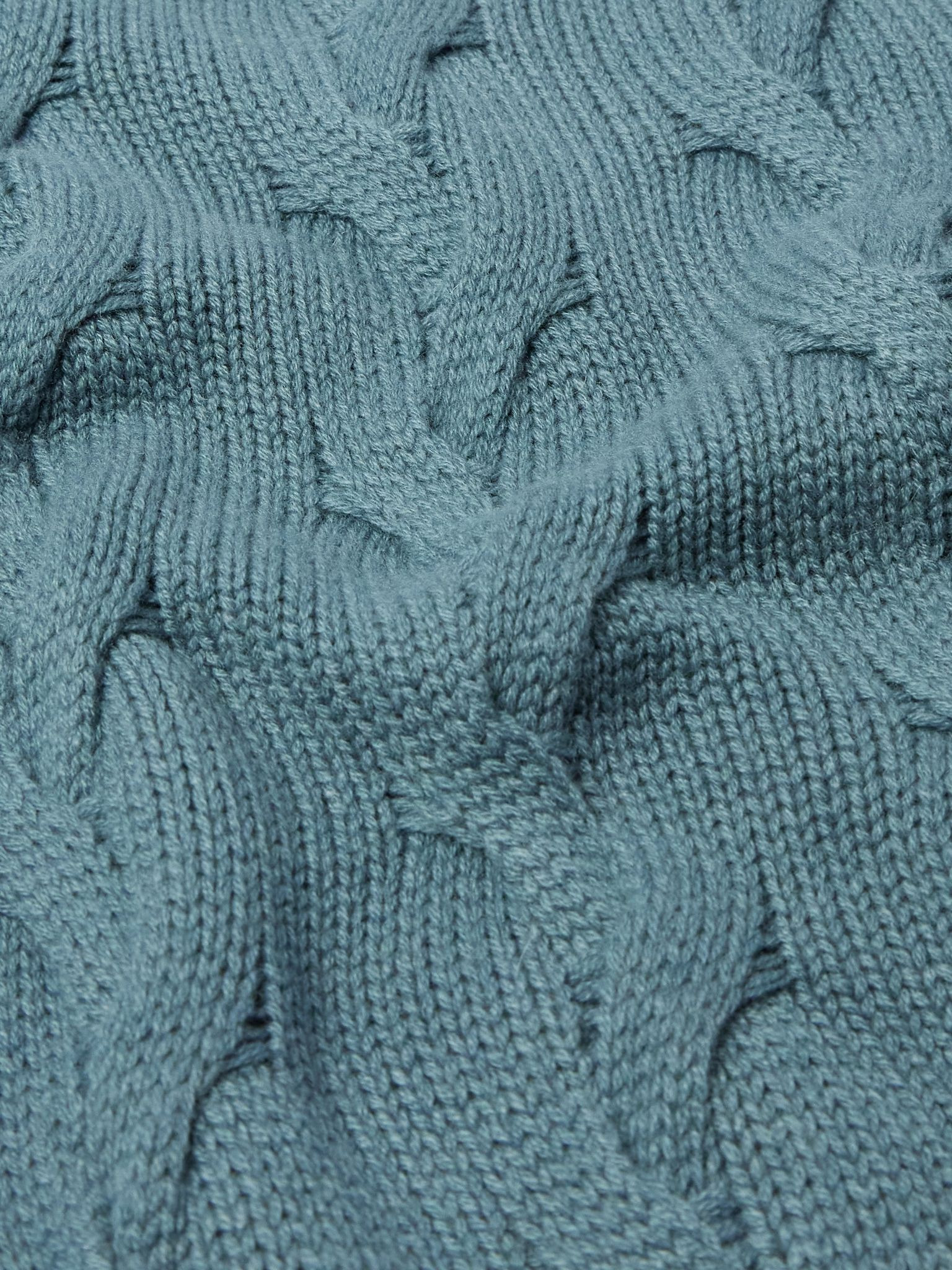 Cable-Knit Cashmere Rollneck Sweater Blue - 4